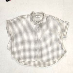 Madewell Gray Checkered Blouse